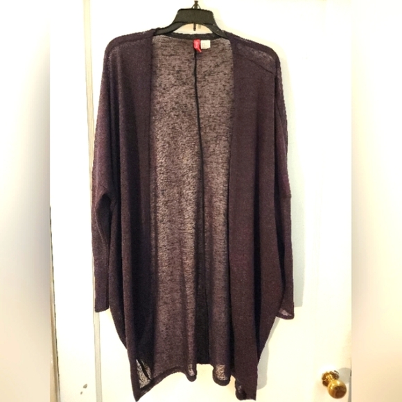 H & M Divided Women's Black/Purple Open-Front Sweater Size Med - Picture 1 of 4